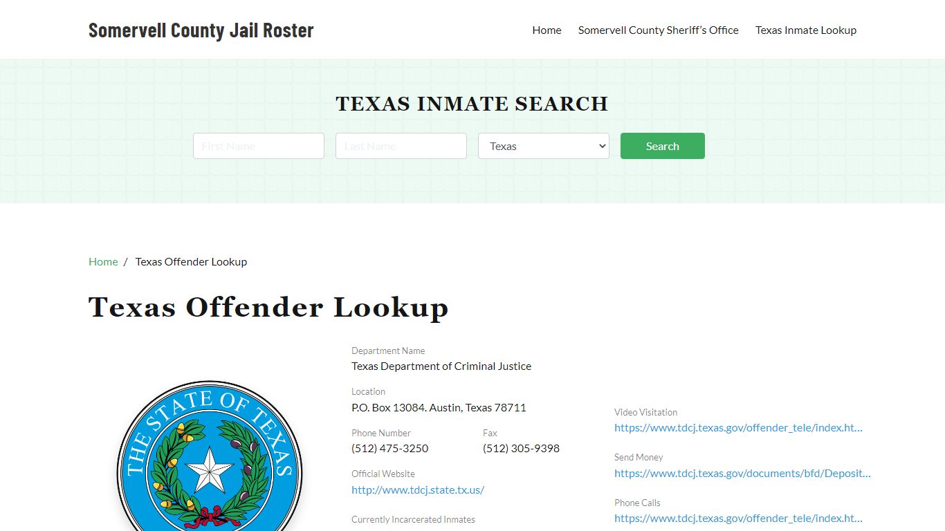 Texas Inmate Search, Jail Rosters - Somervell County Jail