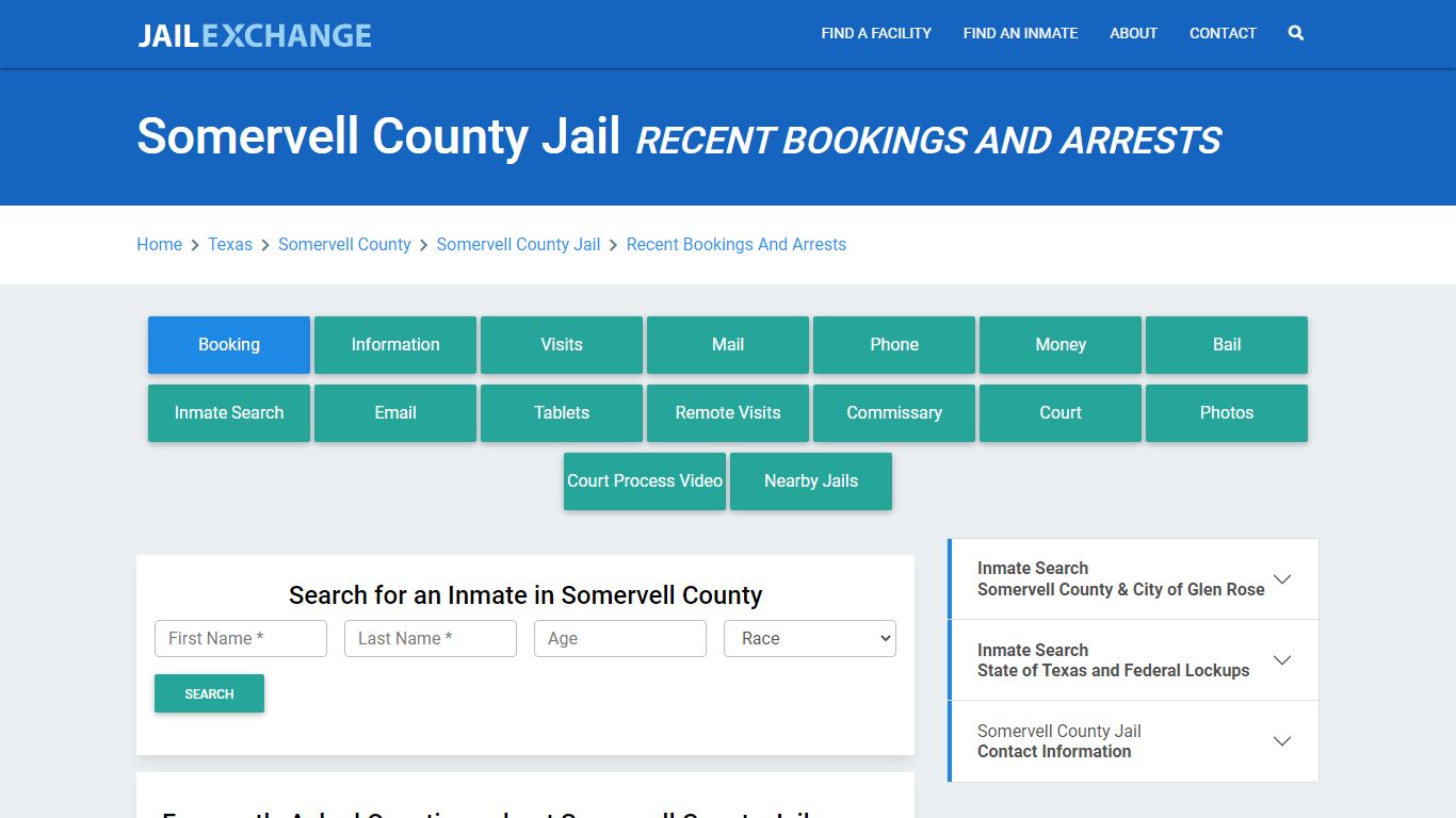 Somervell County Jail Recent Bookings And Arrests - Jail Exchange