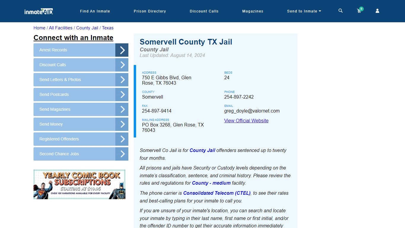 Somervell County TX Jail - Inmate Locator